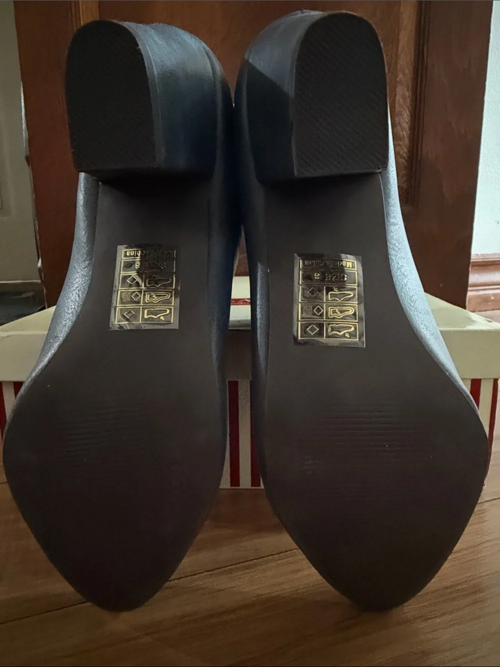 Navy Leather Ankle Booties with Scallop Stitch Accent